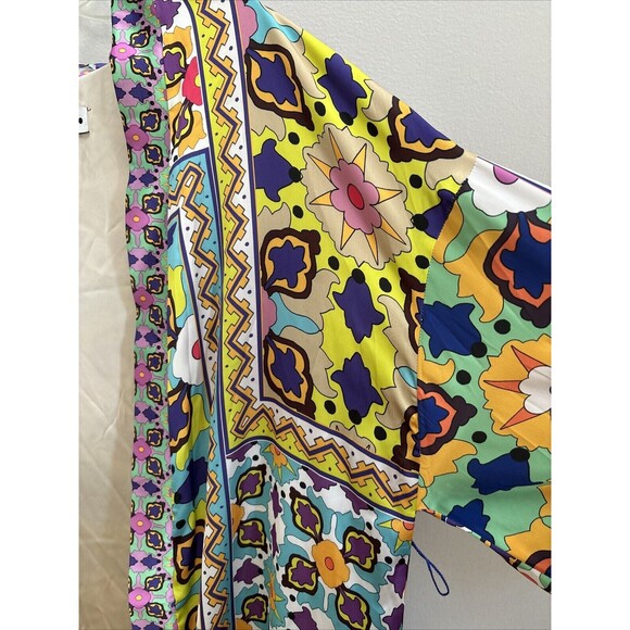 Zara Vibrant Sateen Retro Boho Printed Kimono Robe Floral Loungewear Y2K… - Picture 5 of 7